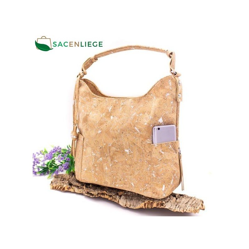 Sac à Main En Liège Vintage Pour Femme - Motif Floral, Poignées Cuir, Crossbody, Cuir Végétalien