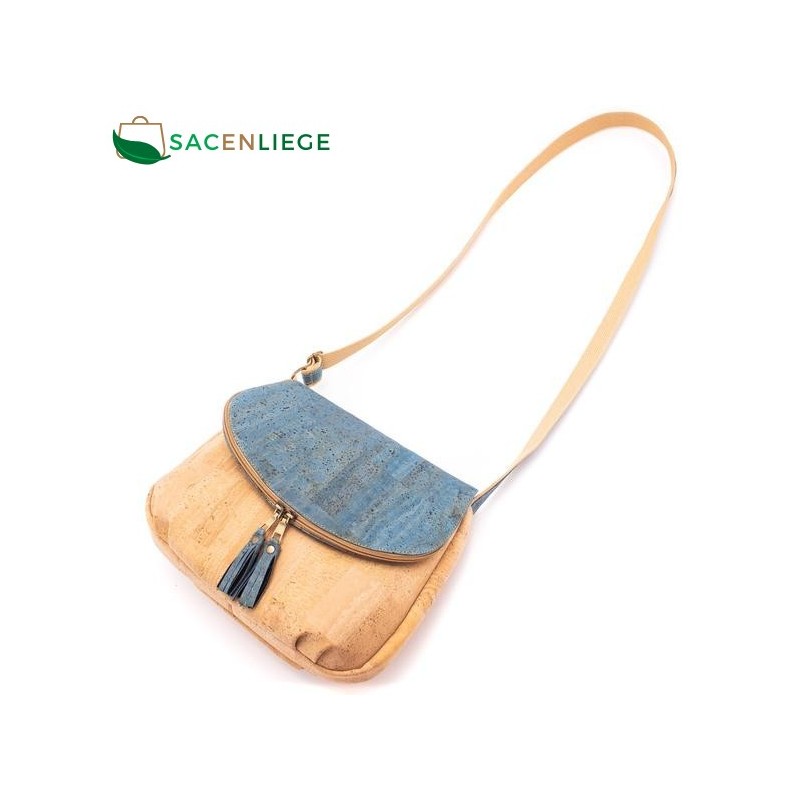 Sac bandoulière pour femme en cuir de liège naturel et coloré