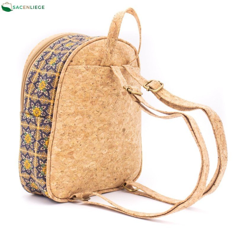 Sac à Dos Femme En Liège écologique – Imprimé Mandalas, Imperméable, Compartiment Ordinateur